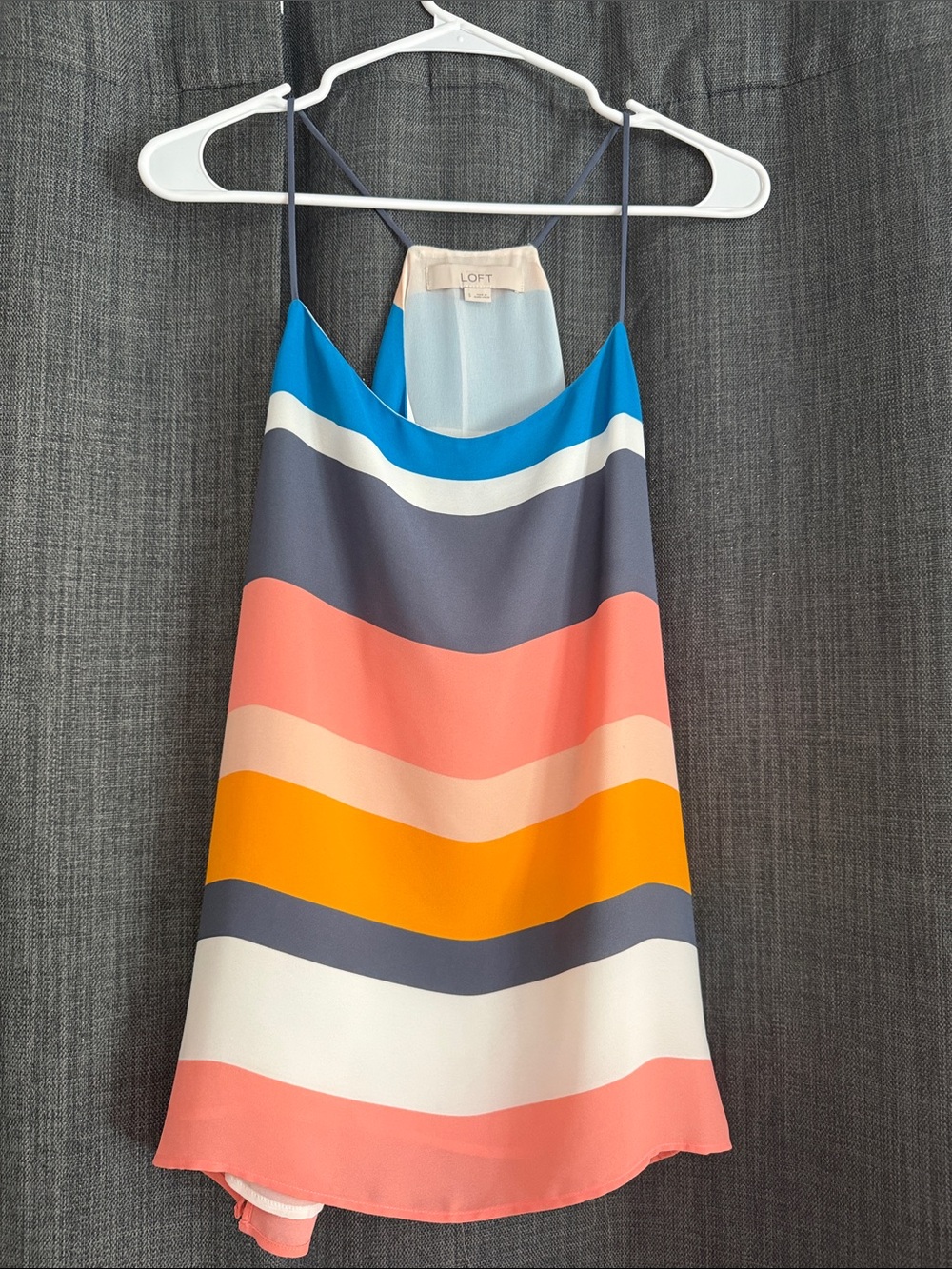 LOFT Striped Silk-Like Cami in Teal, Coral, Mustard & Navy